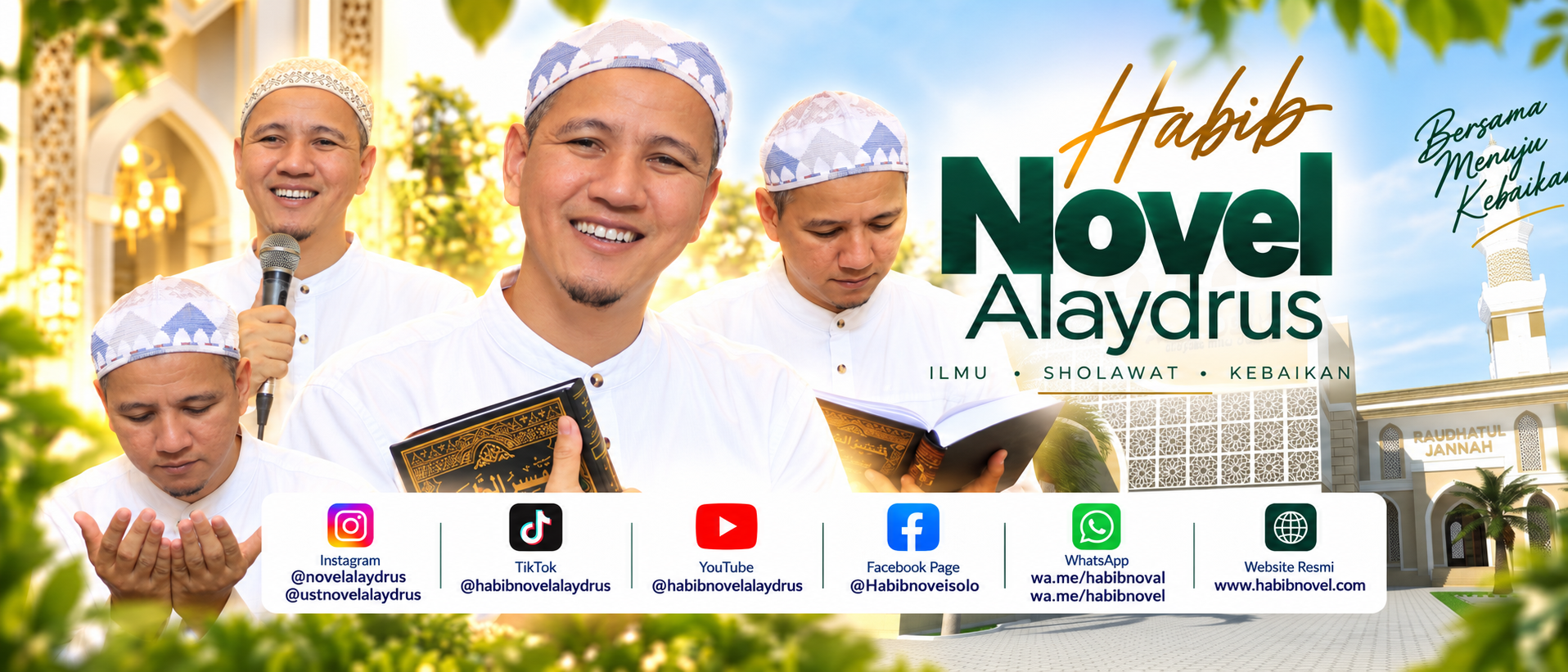 Banner resmi Habib Novel Alaydrus — ilmu, sholawat, dan kebaikan
